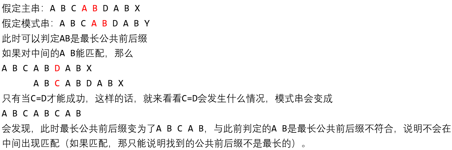图2.1-1 KMP算法中间略去部分一定不匹配的原因解析